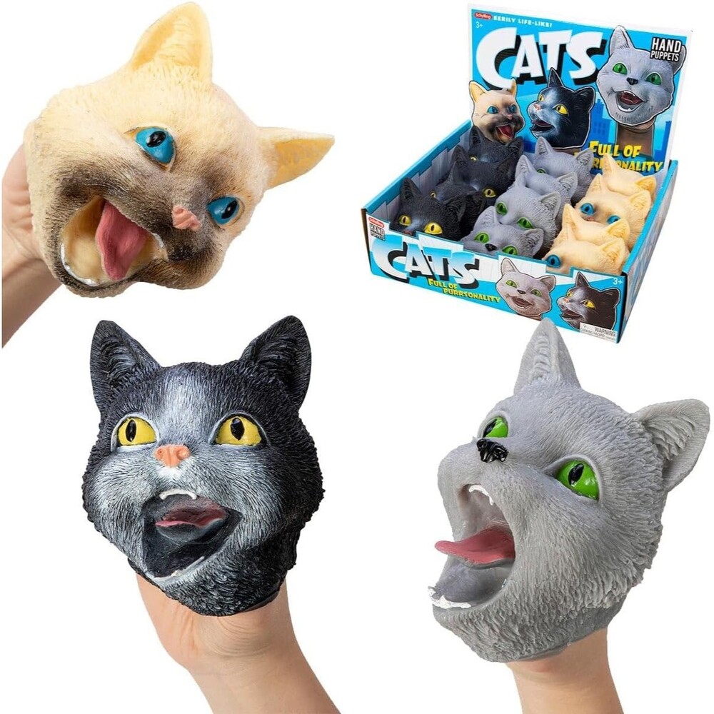 Schylling Cat Hand Puppet, Stretchy Textured, Painted Face